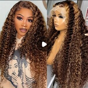 NEW ELEGANT 3x4 BROWN MIXED COLOR WAVY LACE FRONT SILKY HAIR WIG 26" LONG
